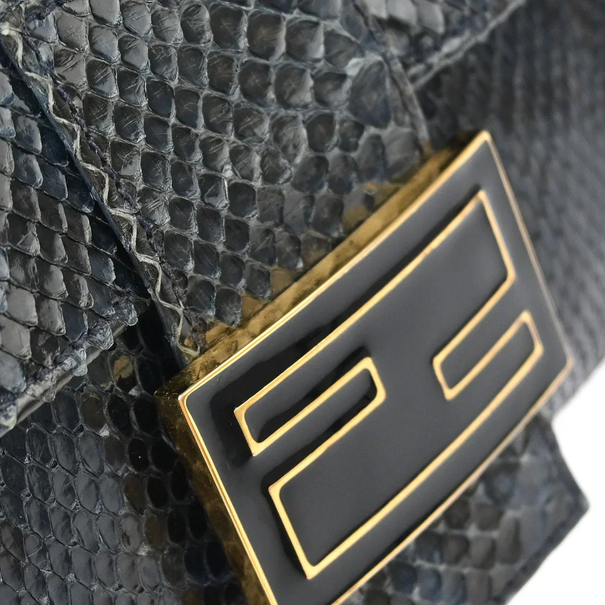 Fendi* 2008 Navy Python Baguette Handbag - Image 6