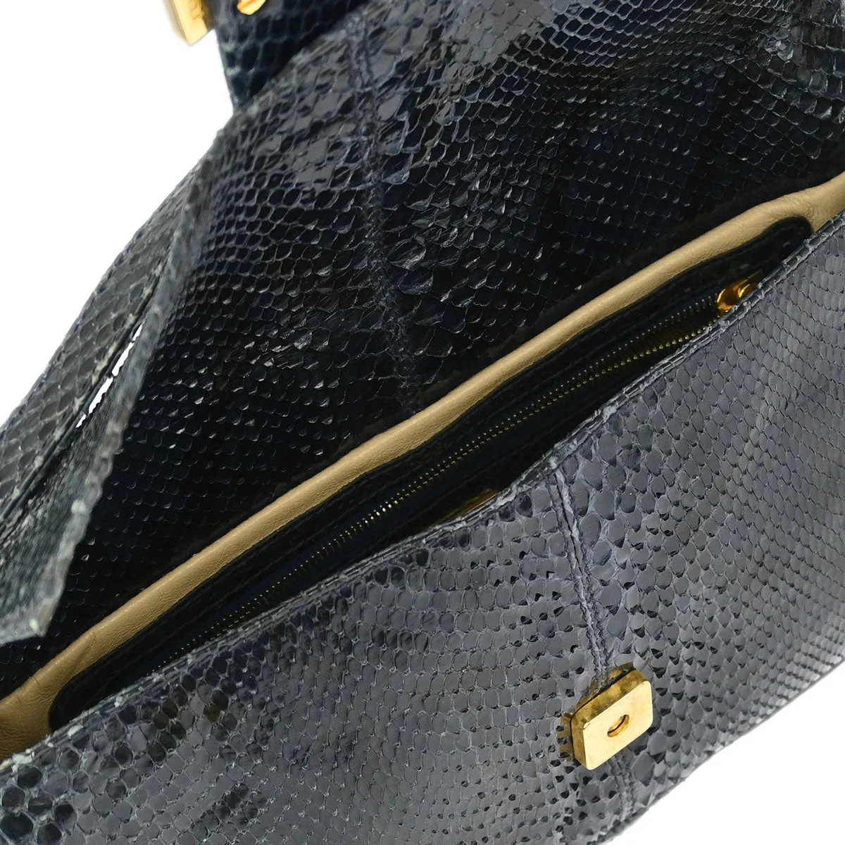 Fendi* 2008 Navy Python Baguette Handbag - Image 7