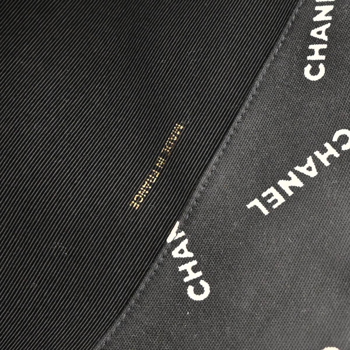 Chanel 1994-1996 Black Canvas Logo Print Chain Tote Handbag - Image 10