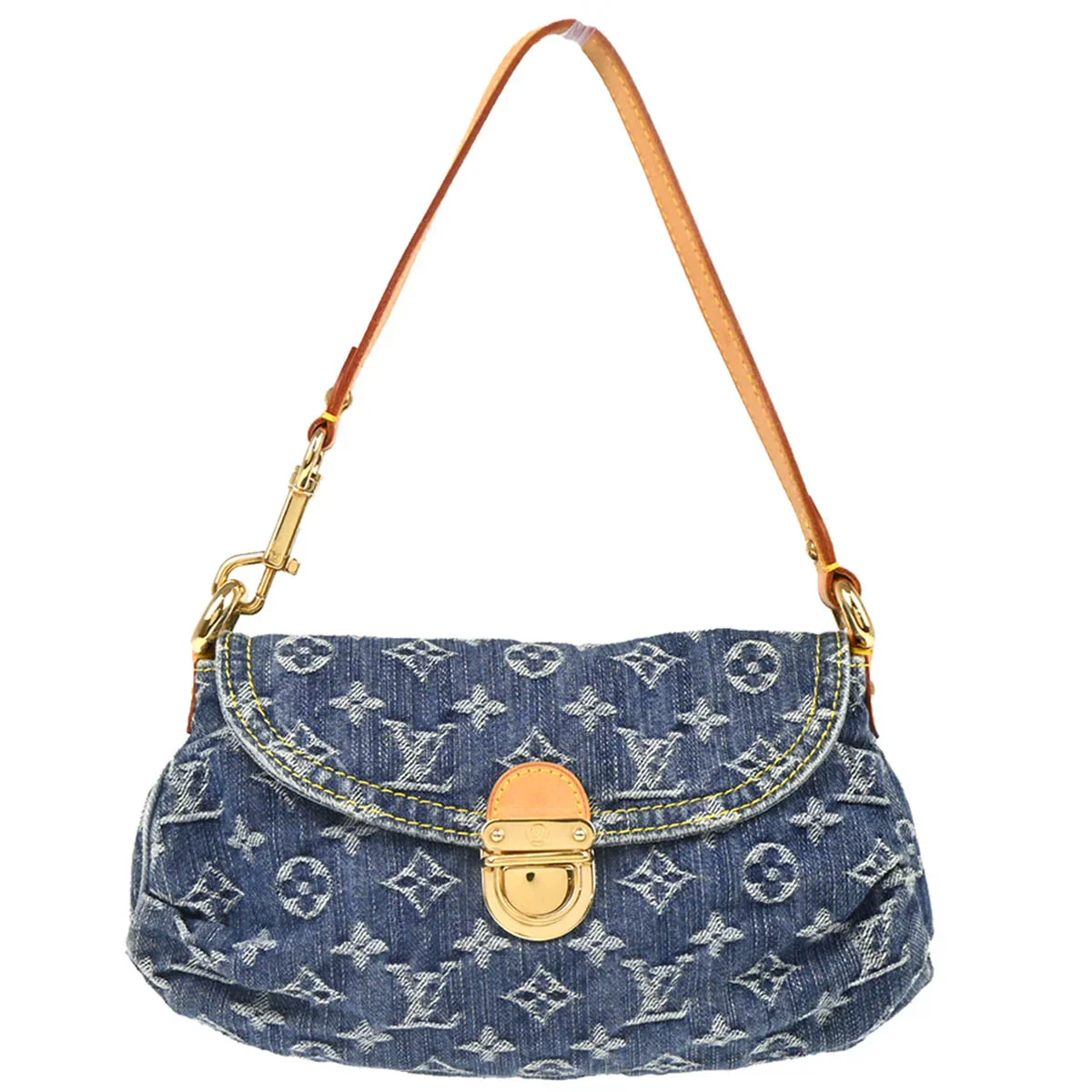 Louis Vuitton 2005 Blue Monogram Denim Mini Pleaty Handbag M95050