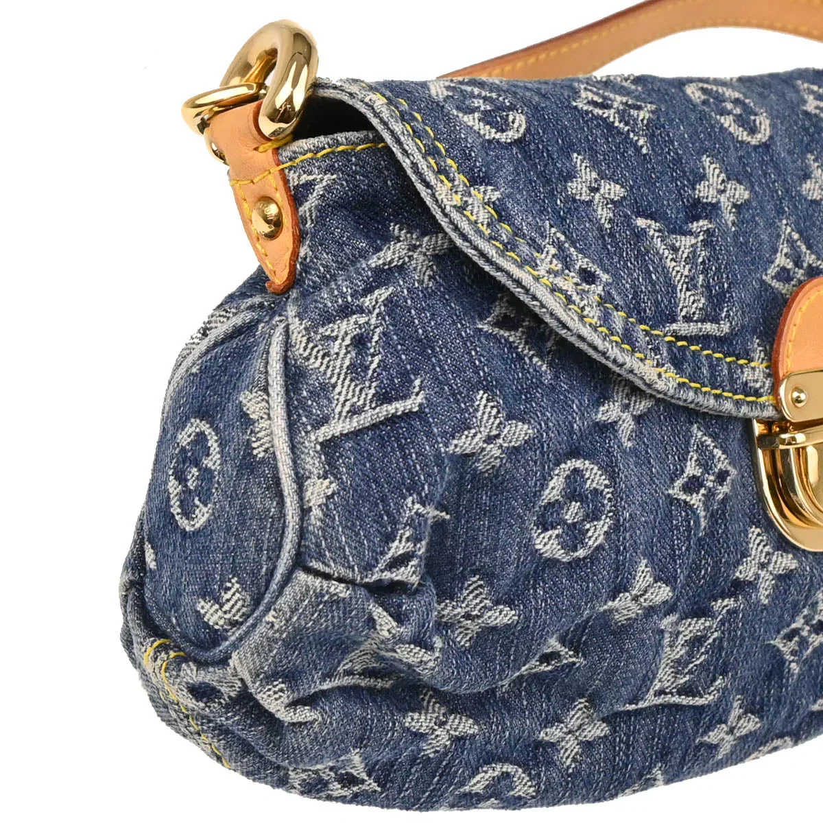 Louis Vuitton 2005 Blue Monogram Denim Mini Pleaty Handbag M95050 - Image 3