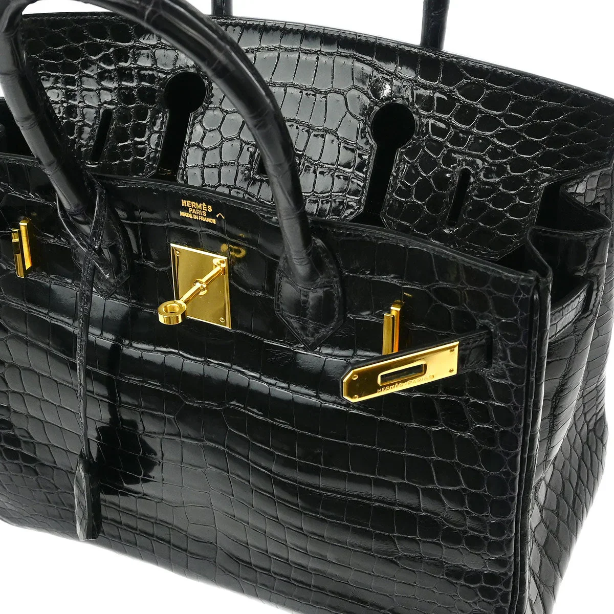 Hermes * Black Porosus Birkin 30 Handbag - Image 7