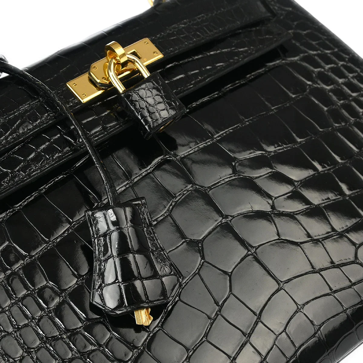 Hermes * Black Alligator Kelly 25 Sellier 2way Shoulder Handbag - Image 6