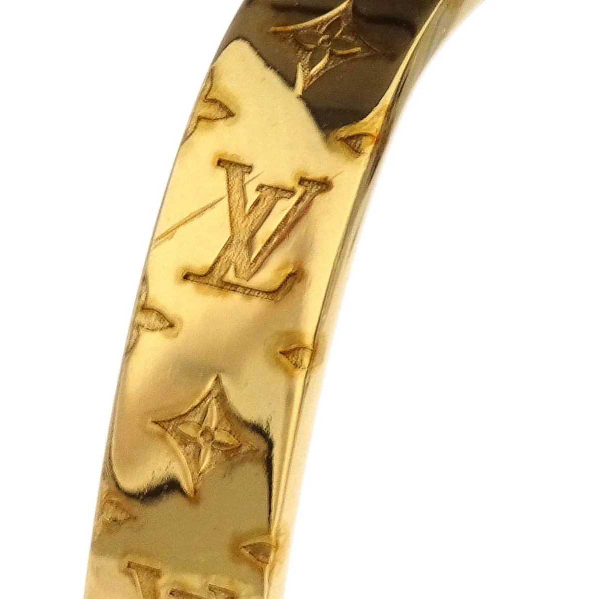 Louis Vuitton Nanogram Hoop Piercing Earrings Gold M00220 - Image 2