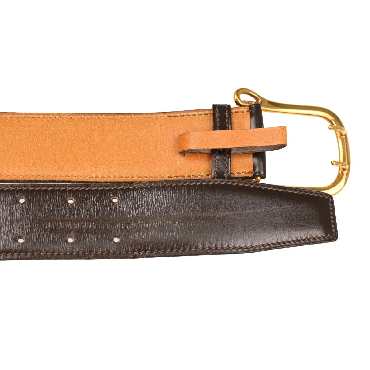 Hermes 1976 Ebene Natural Box Calf Belt Small Good - Image 3