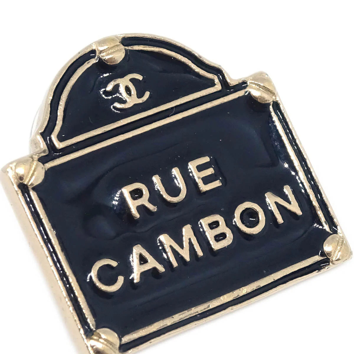 Chanel Piercing Earrings Black Gold B15S - Image 2