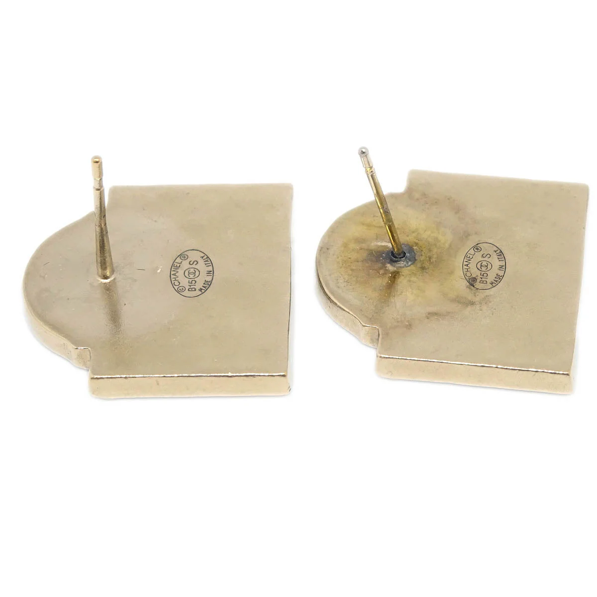 Chanel Piercing Earrings Black Gold B15S - Image 3