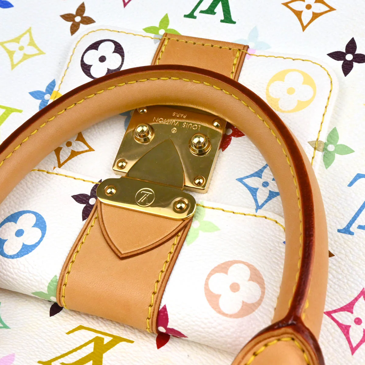 Louis Vuitton 2011 White Monogram Multicolor Alma GM Handbag M40441 - Image 6