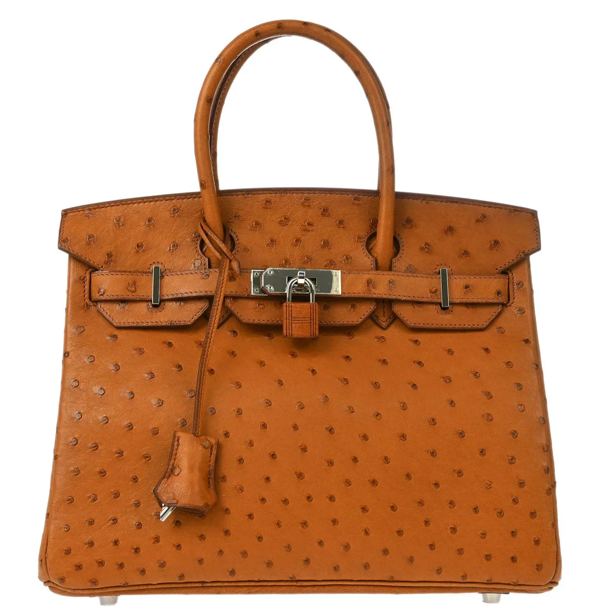 Hermes * 2007 Cognac Ostrich Birkin 30 Handbag