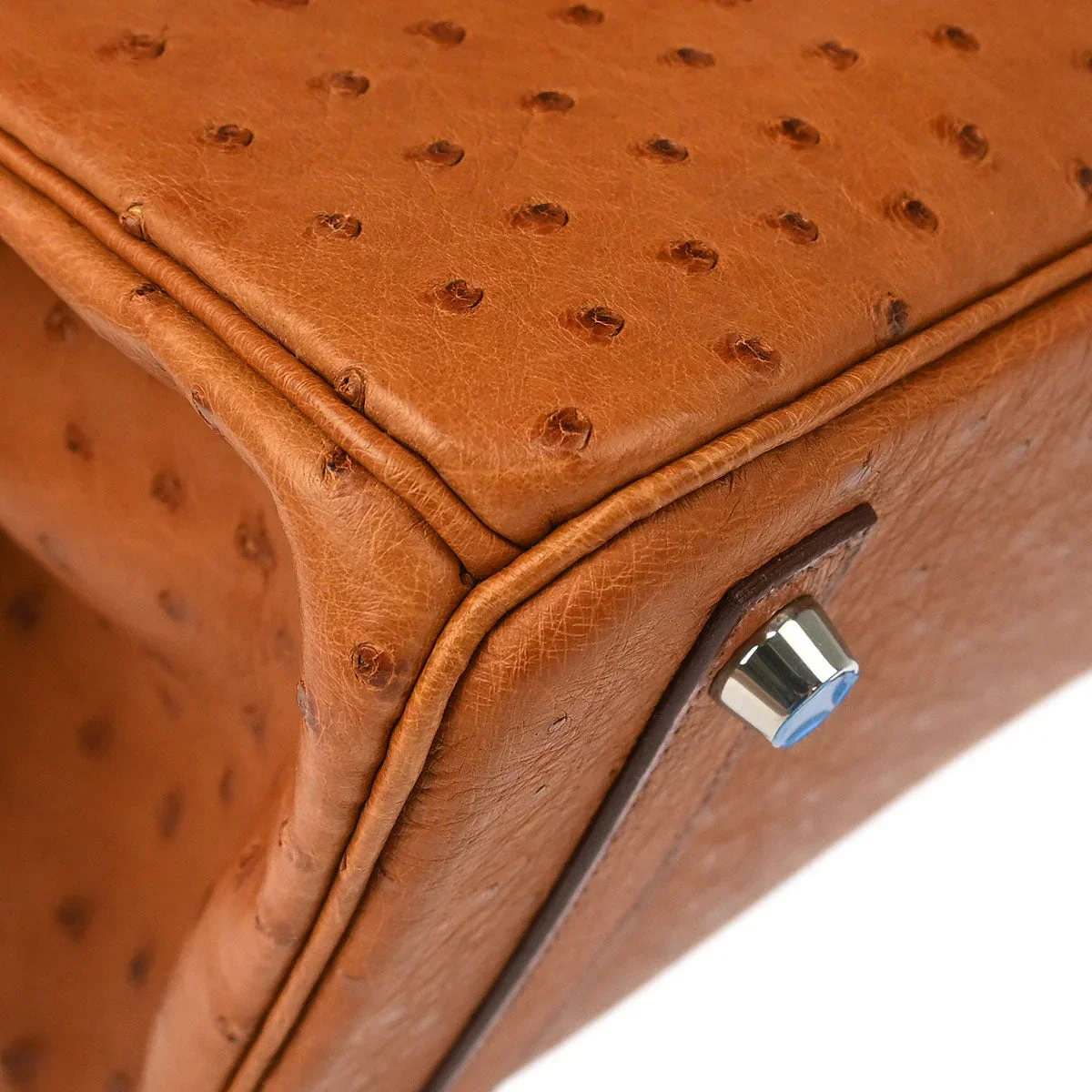Hermes * 2007 Cognac Ostrich Birkin 30 Handbag - Image 4