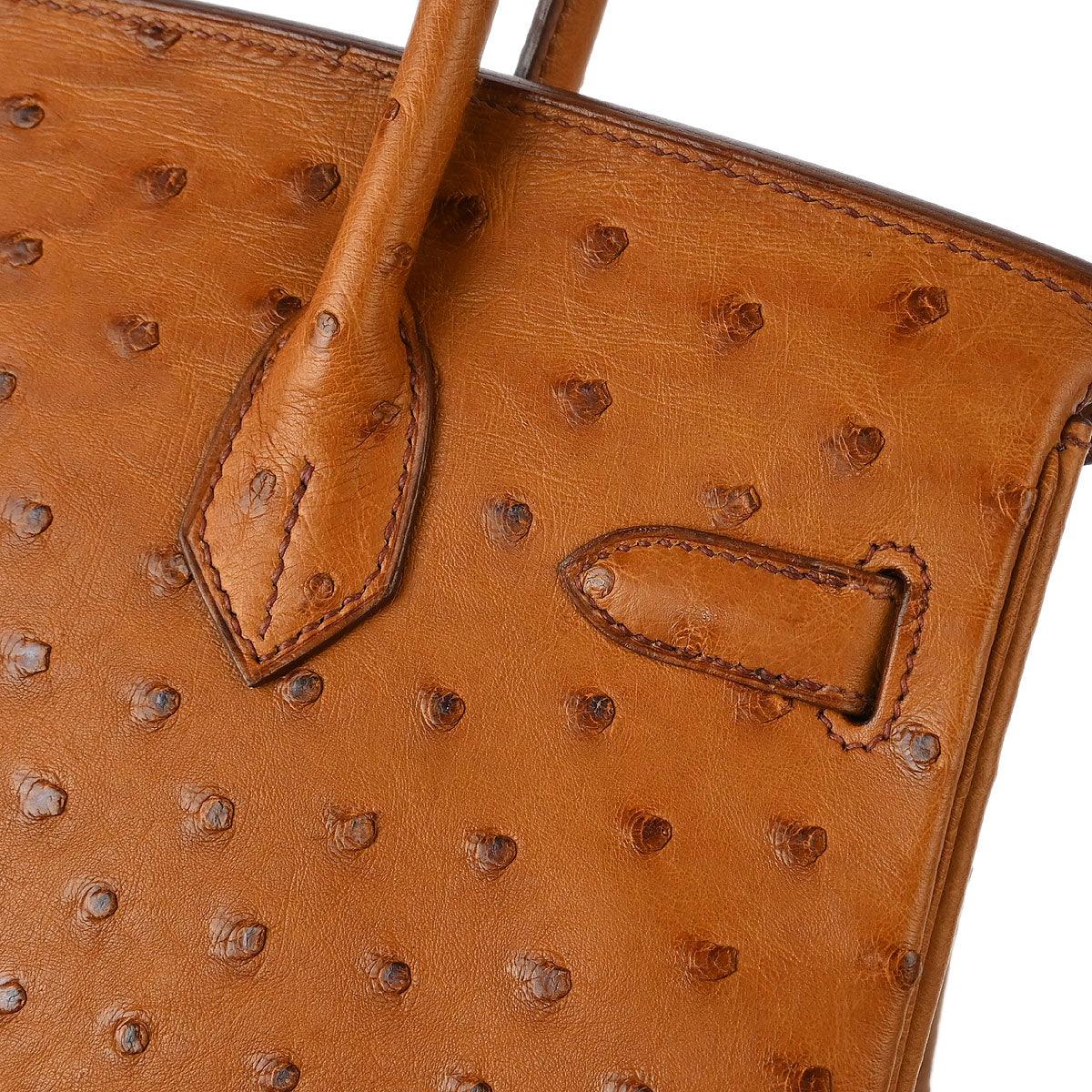 Hermes * 2007 Cognac Ostrich Birkin 30 Handbag - Image 6