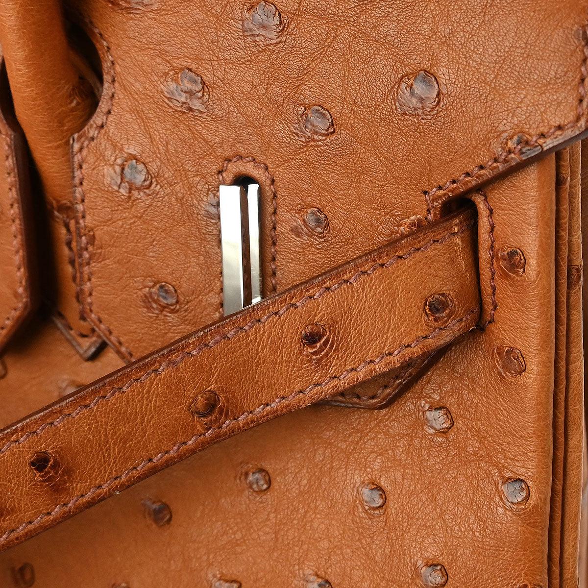 Hermes * 2007 Cognac Ostrich Birkin 30 Handbag - Image 7