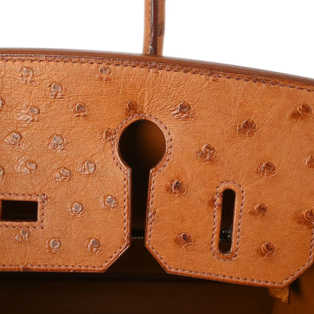 Hermes * 2007 Cognac Ostrich Birkin 30 Handbag - Image 8