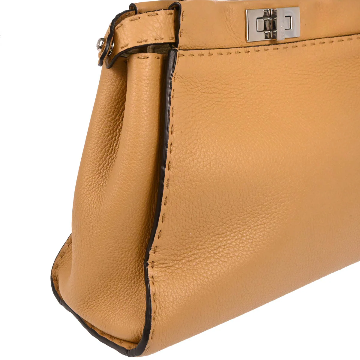 Fendi * Beige Leather Peekaboo 2way Shoulder Handbag - Image 3