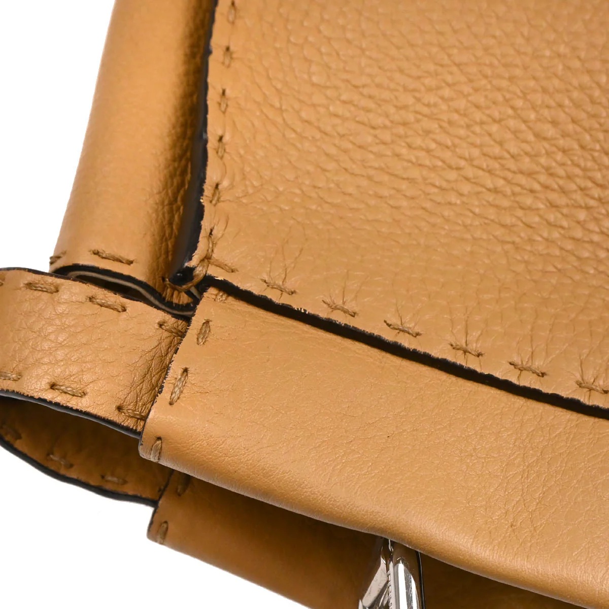 Fendi * Beige Leather Peekaboo 2way Shoulder Handbag - Image 6