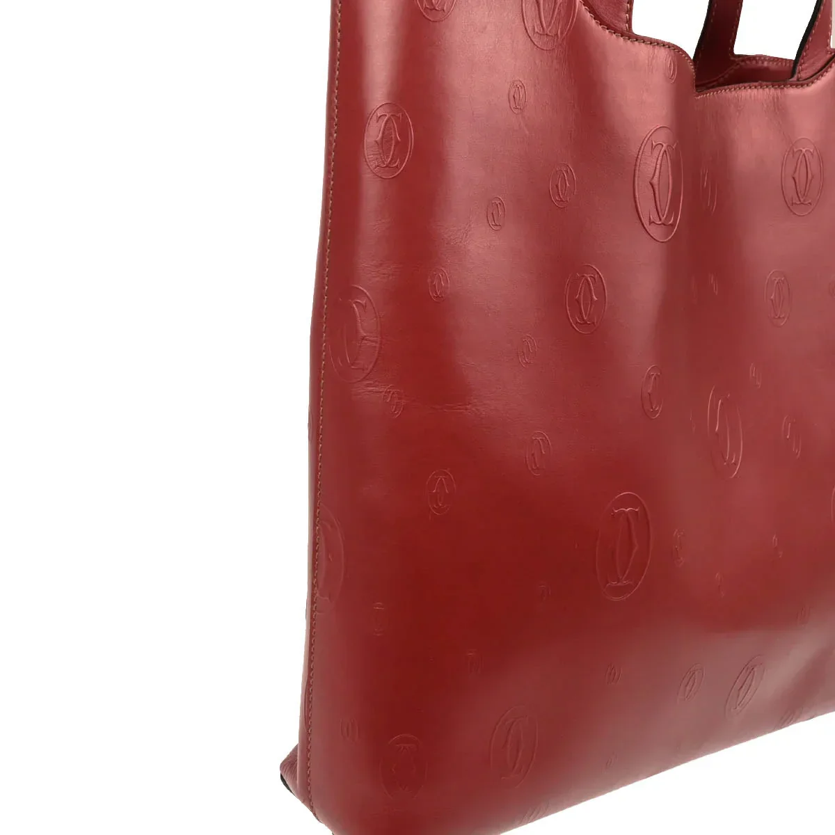 Cartier Bordeaux Leather Happy Birthday Tote Handbag - Image 3
