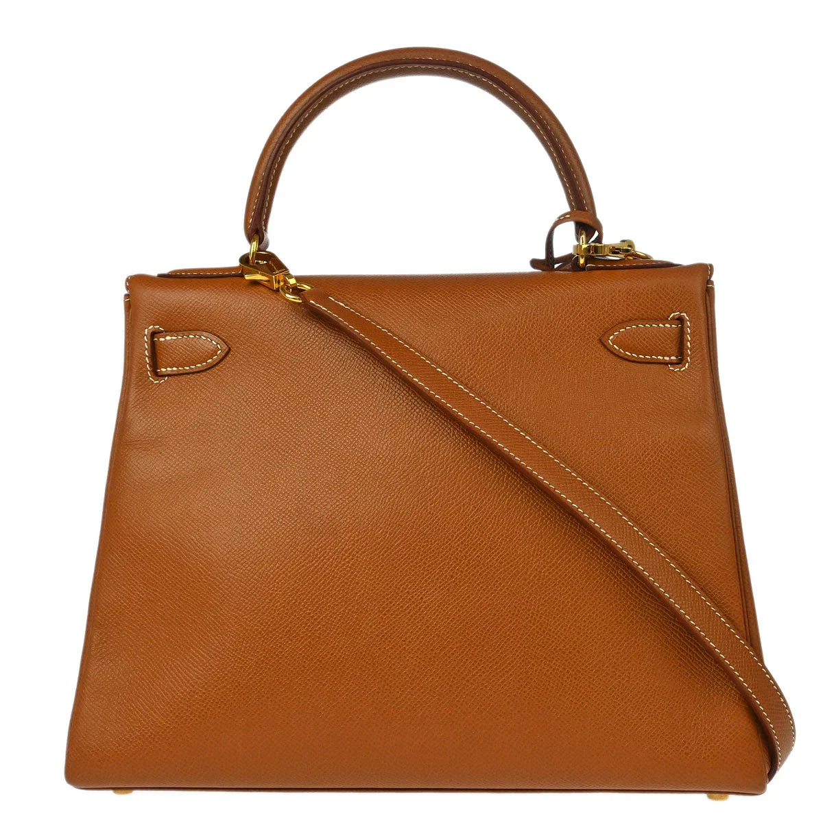 Hermes 1997 Gold Courchevel Kelly 28 Retourne 2way Shoulder Handbag - Image 2