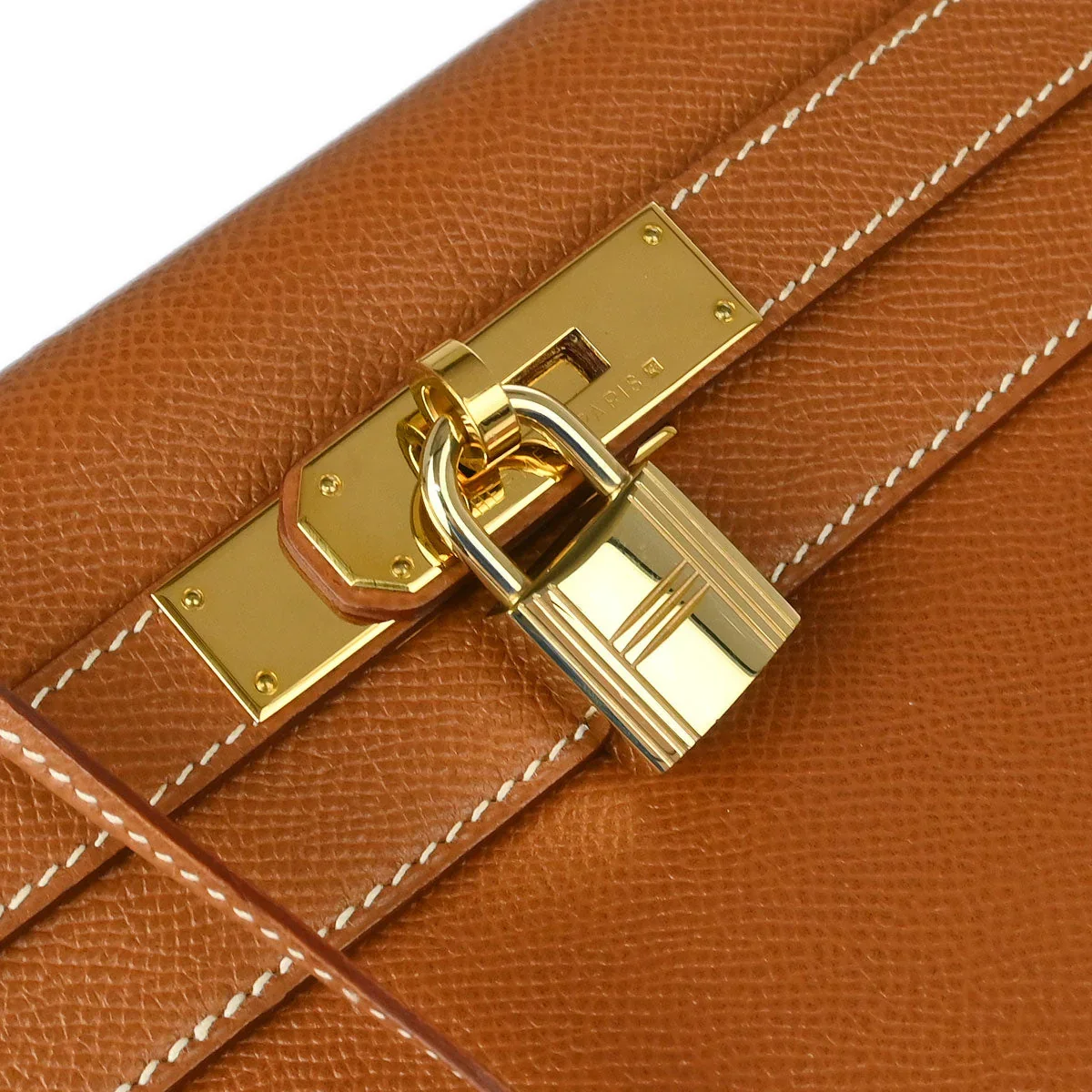 Hermes 1997 Gold Courchevel Kelly 28 Retourne 2way Shoulder Handbag - Image 5