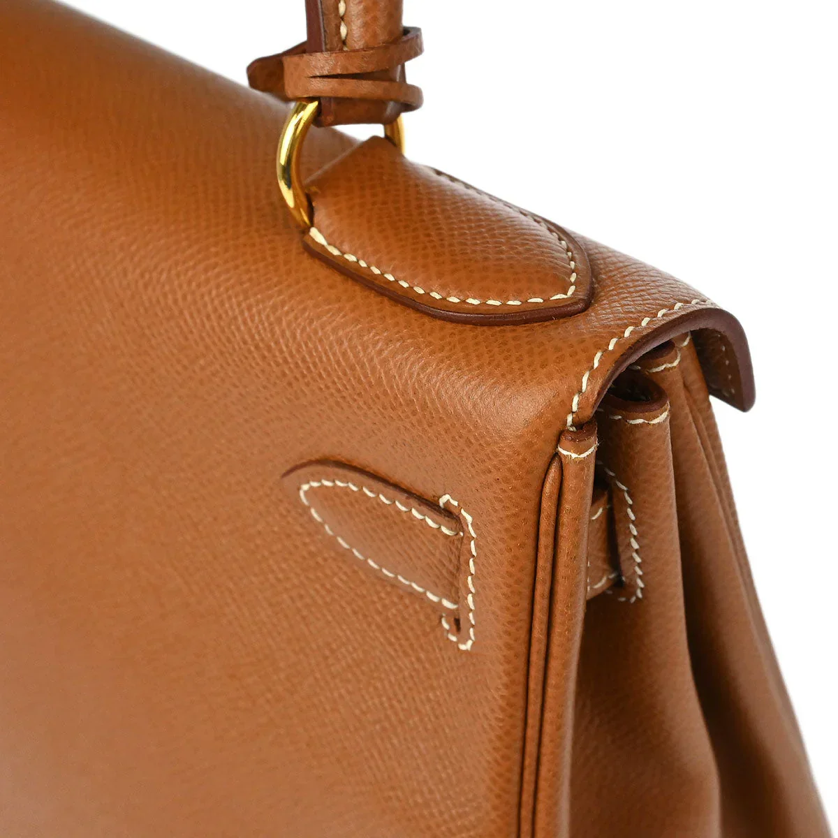 Hermes 1997 Gold Courchevel Kelly 28 Retourne 2way Shoulder Handbag - Image 6