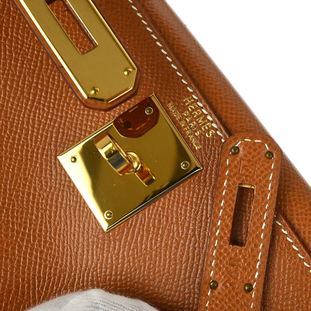 Hermes 1997 Gold Courchevel Kelly 28 Retourne 2way Shoulder Handbag - Image 9