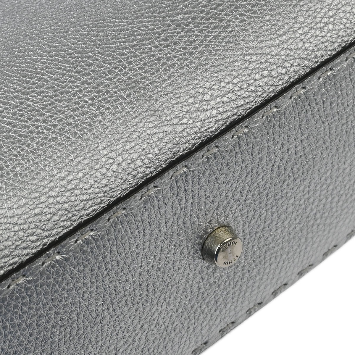 Fendi Silver Leather Peekaboo 2way Shoulder Handbag - Image 4