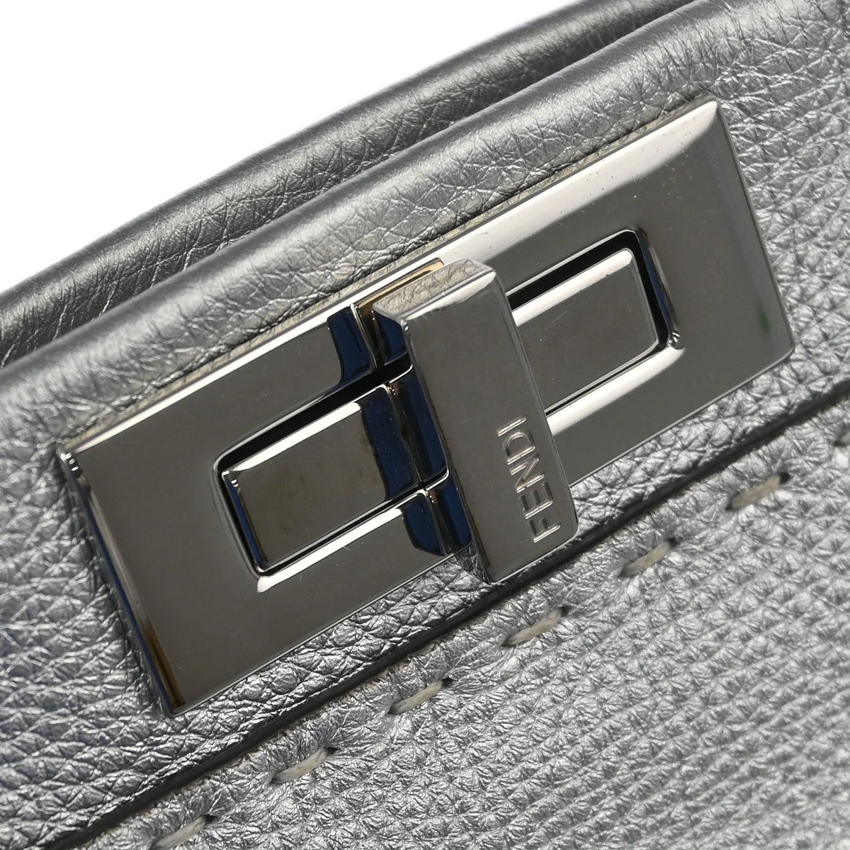 Fendi Silver Leather Peekaboo 2way Shoulder Handbag - Image 5
