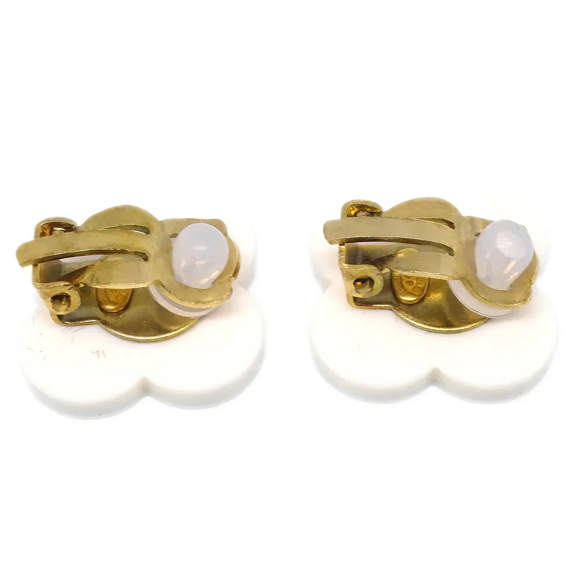 Chanel Flower Earrings Clip-On White 02P - Image 3