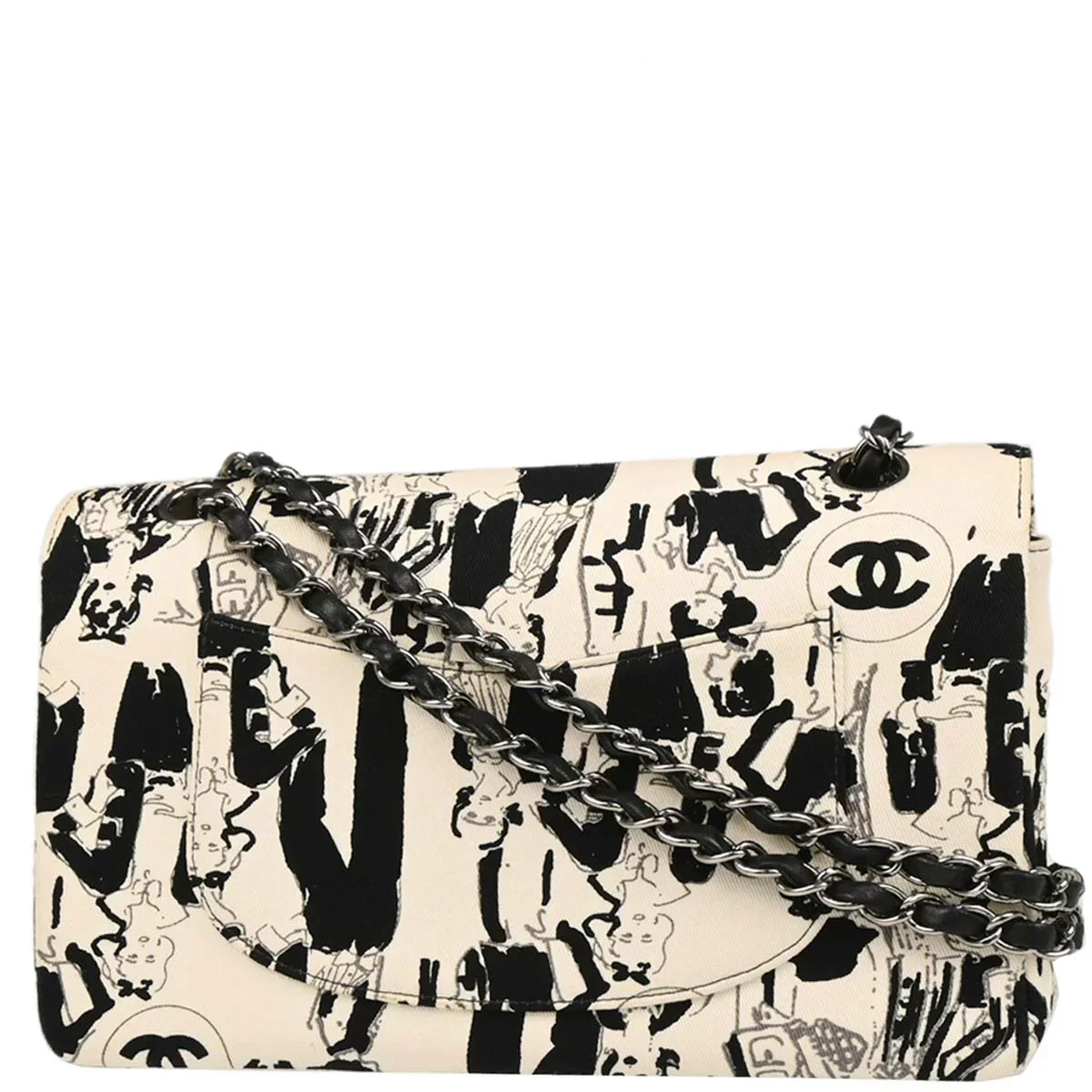 Chanel 2003-2004 White Canvas Medium Classic Double Flap Shoulder Bag - Image 12