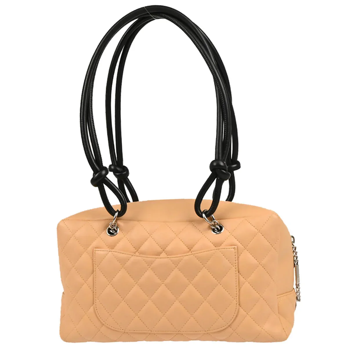 Chanel 2005-2006 Beige Black Calfskin Cambon Ligne Bowling Bag - Image 2