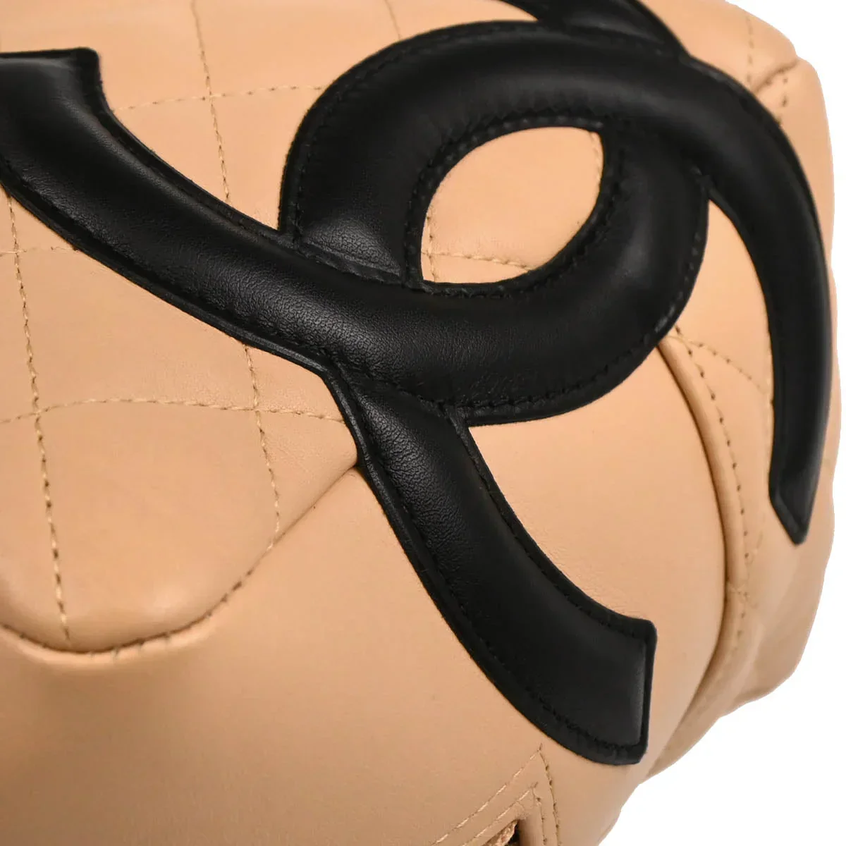 Chanel 2005-2006 Beige Black Calfskin Cambon Ligne Bowling Bag - Image 6
