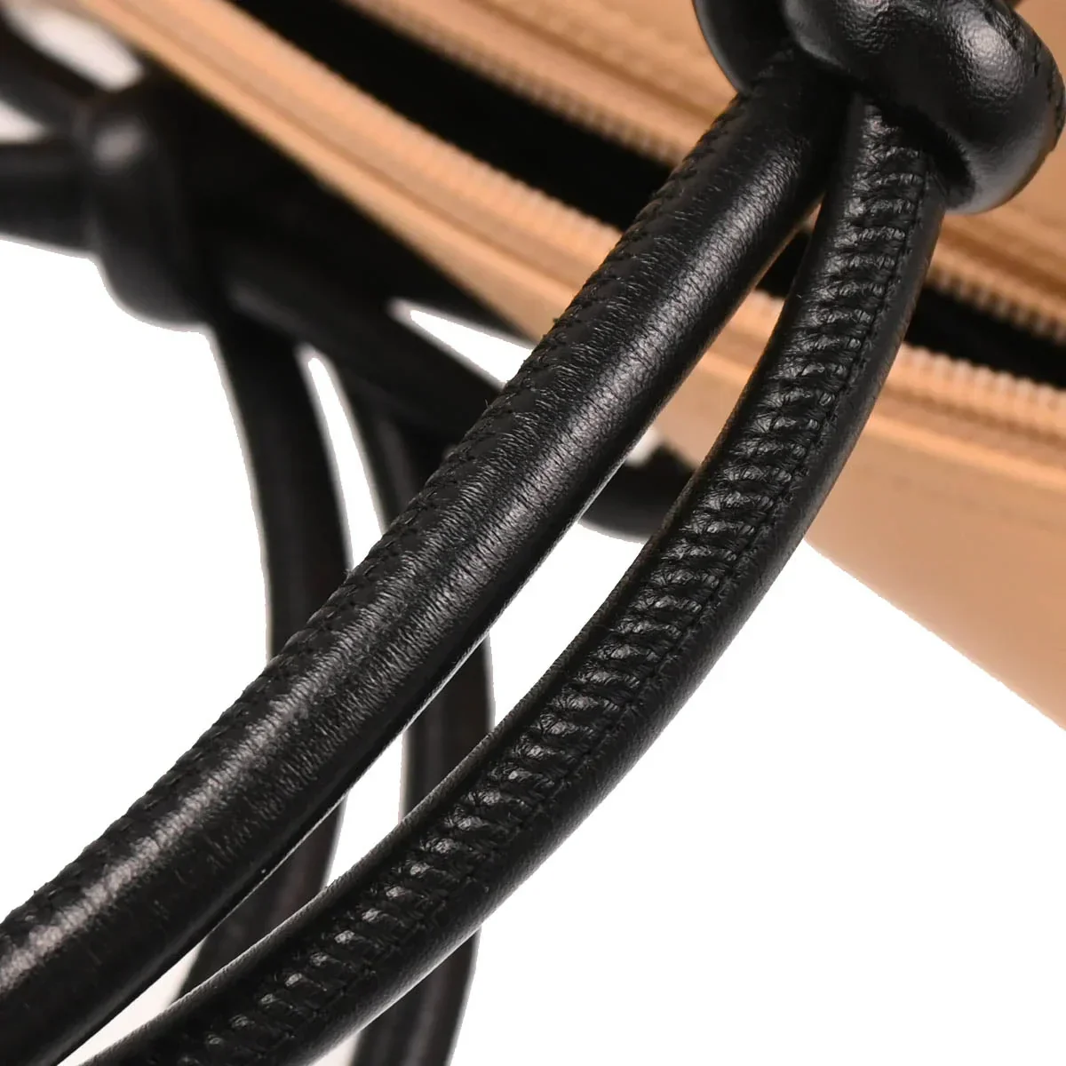 Chanel 2005-2006 Beige Black Calfskin Cambon Ligne Bowling Bag - Image 7