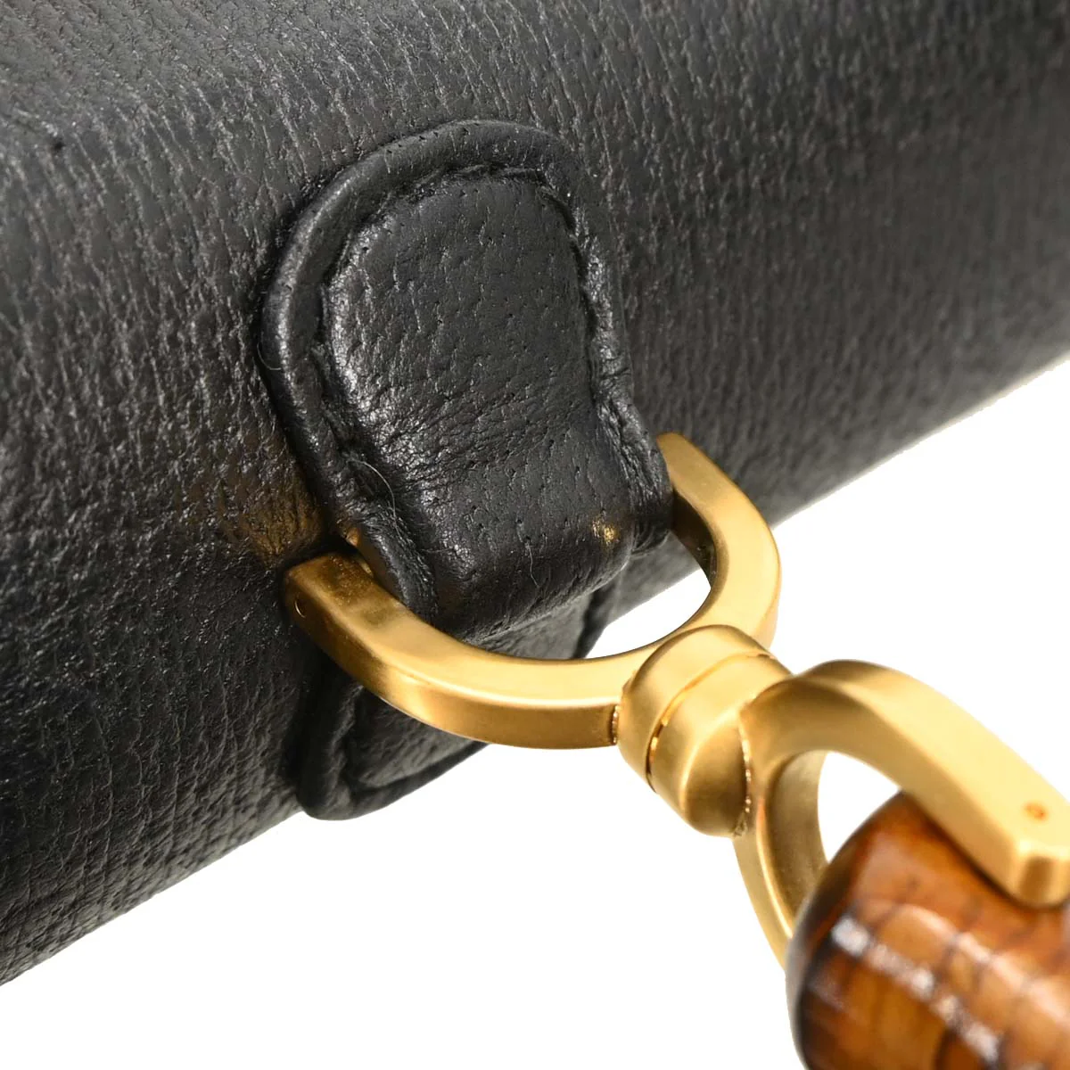 Gucci Black Pigskin Bamboo 2way Shoulder Handbag - Image 5
