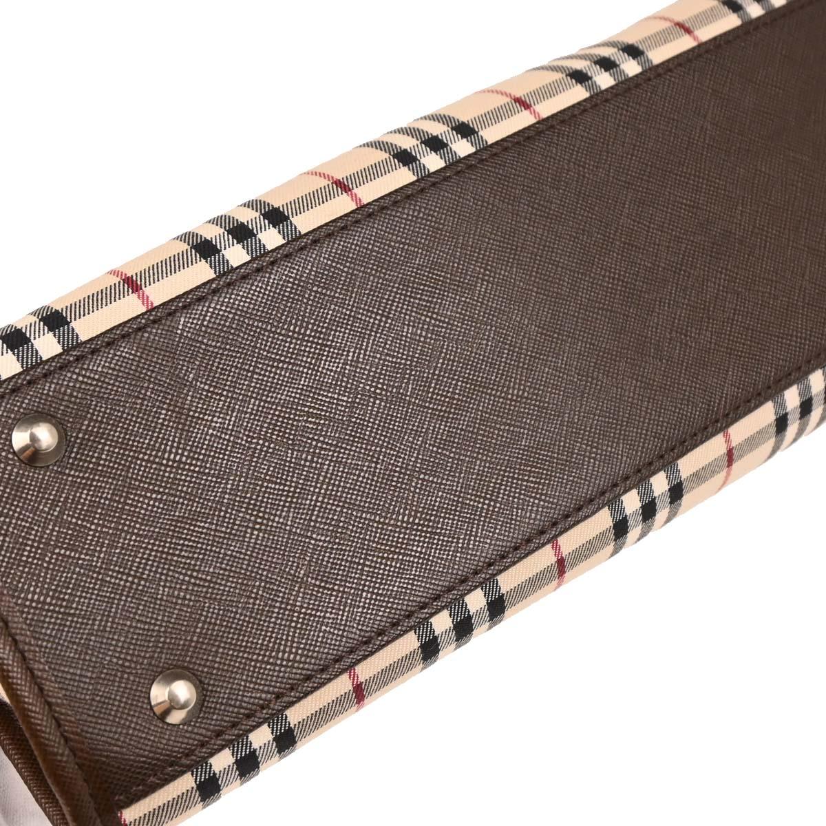 Burberry Beige Canvas Burberry Check Handbag - Image 4