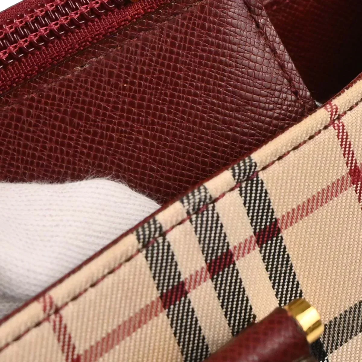 Burberry Beige Canvas Burberry Check Tote Handbag - Image 6