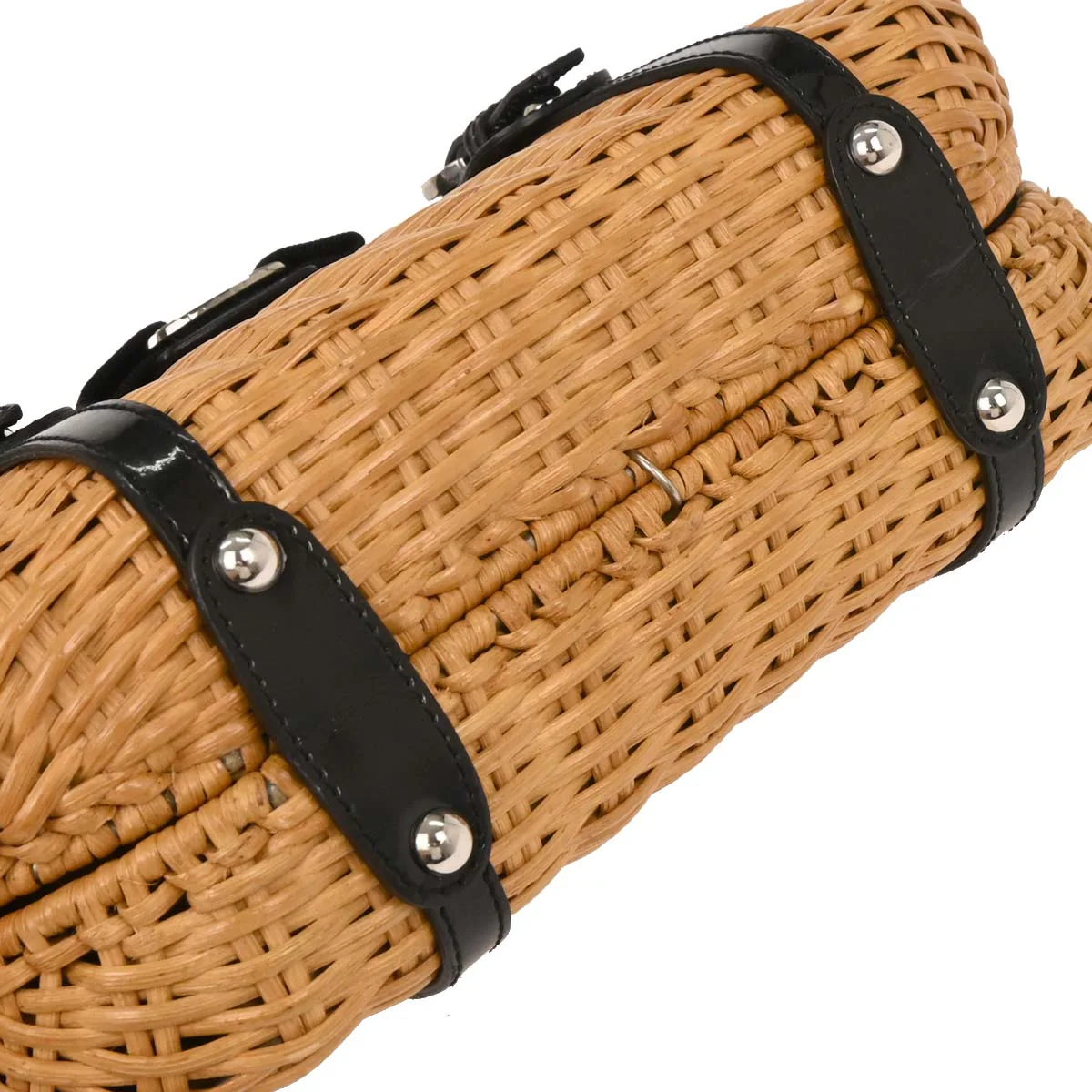 Salvatore Ferragamo Beige Rattan Vara Bow Basket Handbag - Image 4