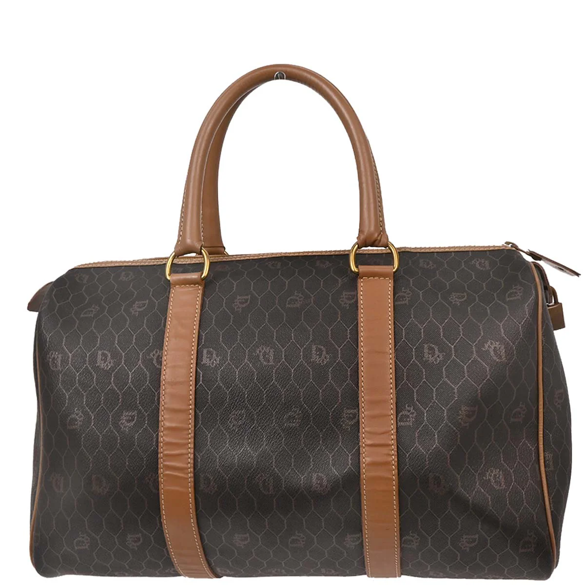 Christian Dior Dark Brown Honeycomb Duffle Handbag - Image 2