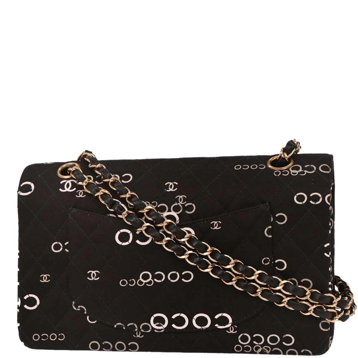 Chanel 2001-2003 Black Canvas COCO Medium Classic Double Flap Shoulder Bag - Image 2