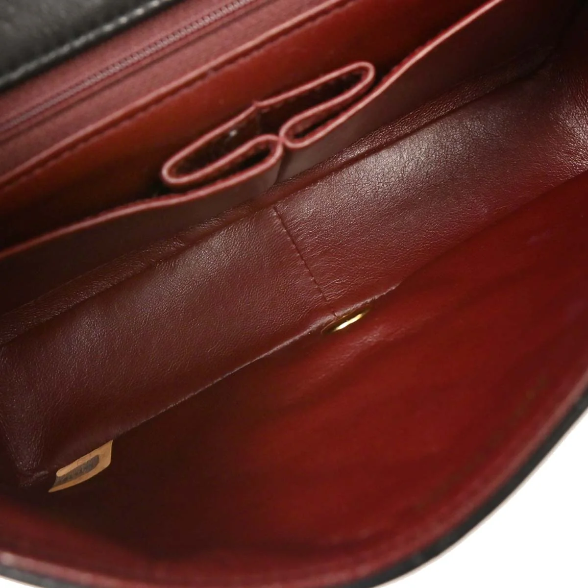 Chanel 1989-1991 Black Lambskin Turnlock Small Full Flap Shoulder Bag - Image 7