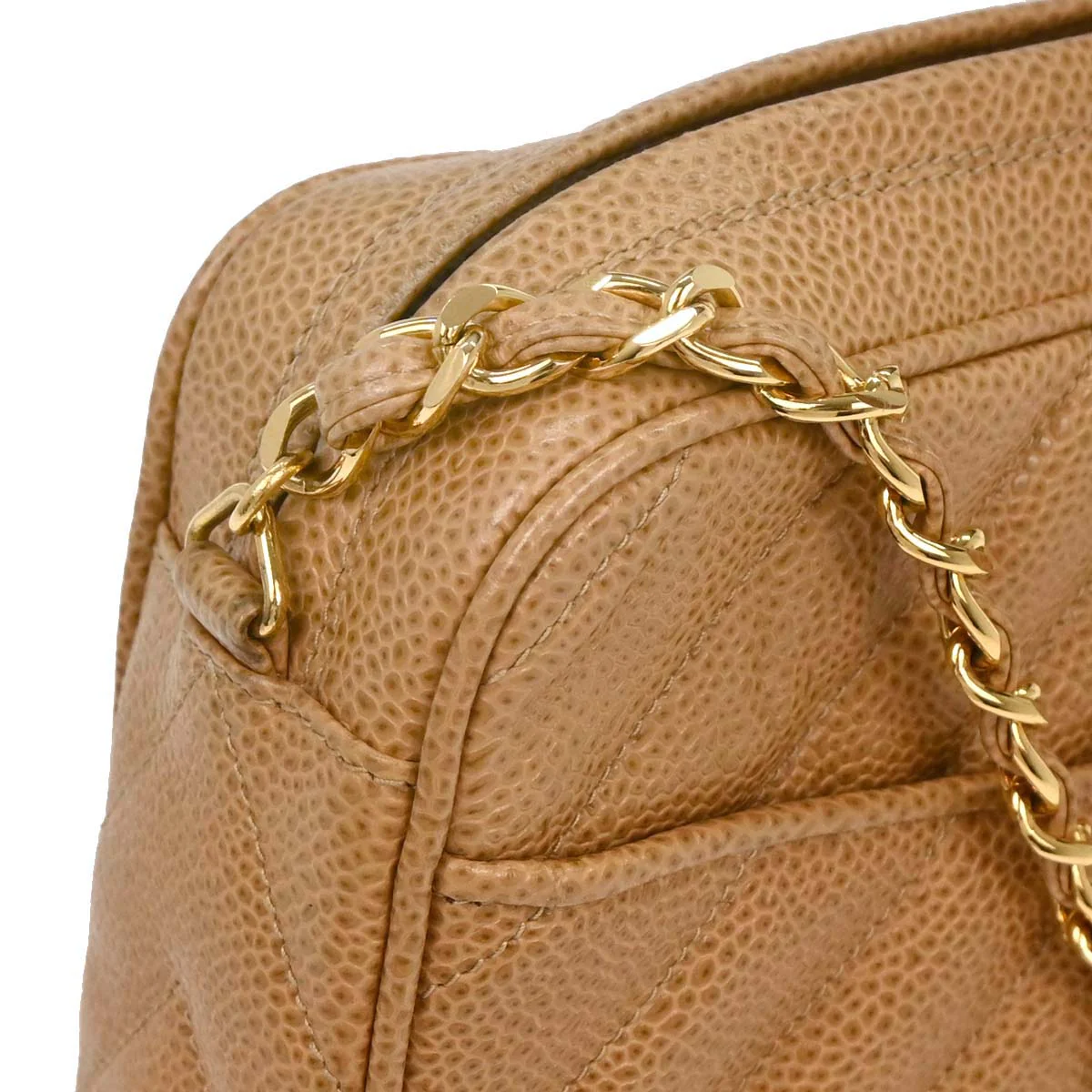 Chanel 1991-1994 Beige Caviar Camera Bag Small - Image 3