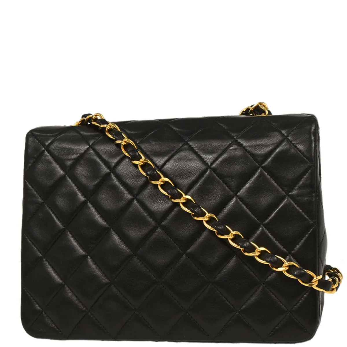 Chanel Black Lambskin Classic Square Flap Shoulder Bag - Image 2