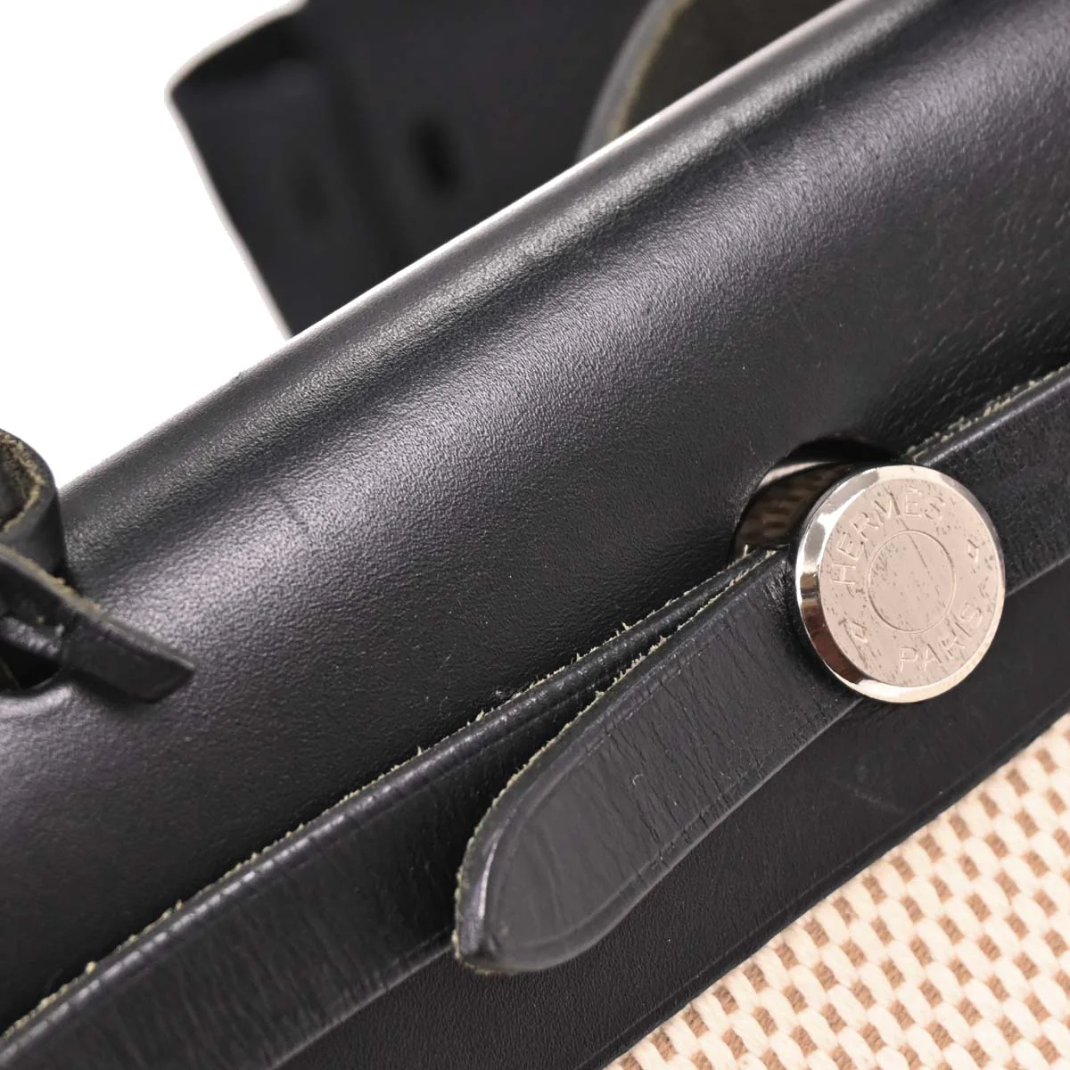 Hermes Black Natural Toile GM Officier Herbag PM 2 in 1 Handbag - Image 4