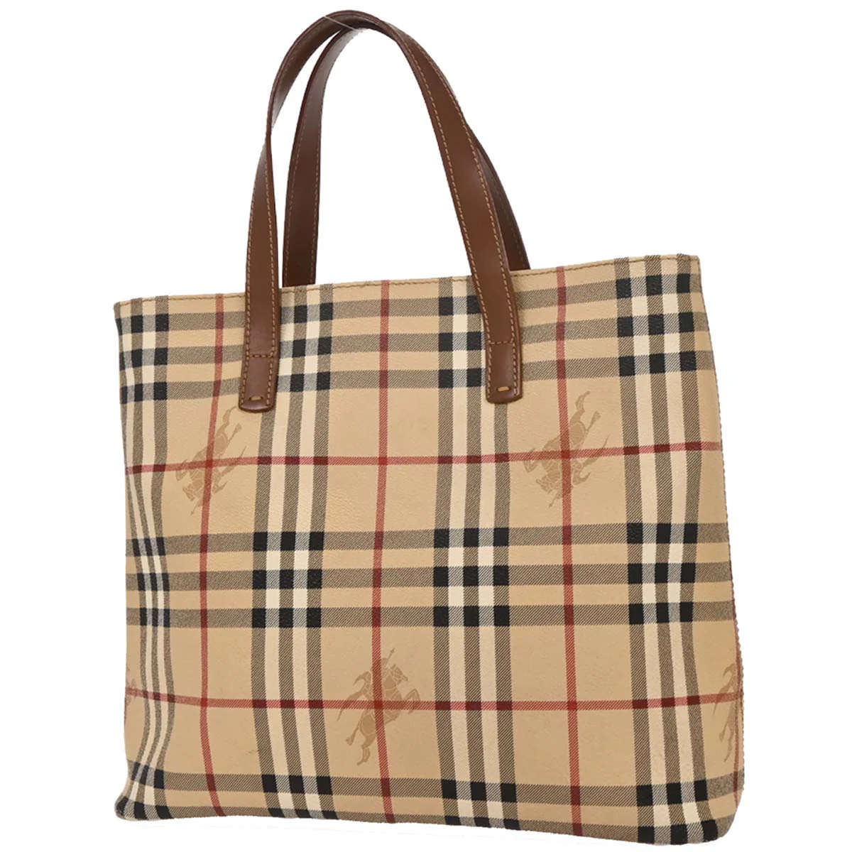 Burberry Beige PVC House Check Tote Handbag - Image 2