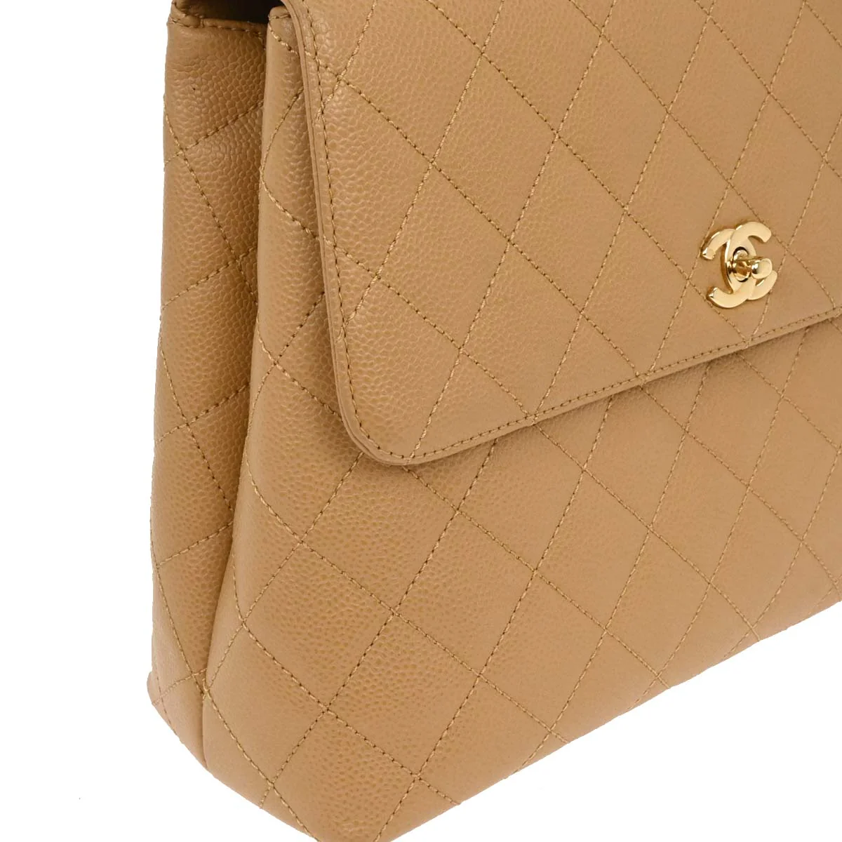 Chanel Beige Caviar Kelly Handbag - Image 3