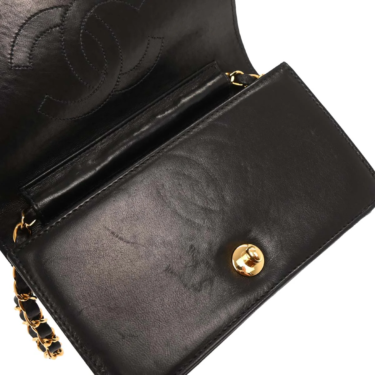 Chanel 2003-2004 Black Lambskin Turnlock Mini Full Flap Shoulder Bag - Image 6