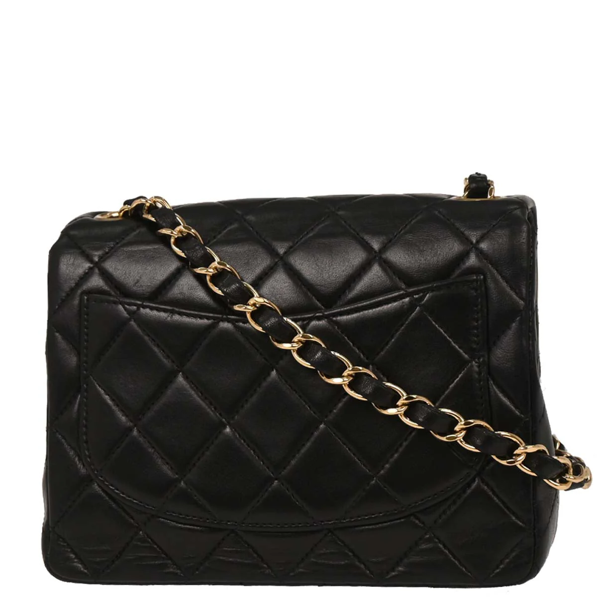 Chanel 2003-2004 Black Lambskin Mini Classic Square Flap Shoulder Bag - Image 2
