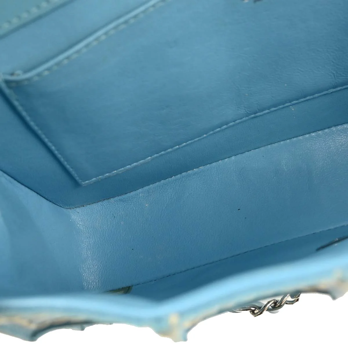 Chanel 2001-2003 Light Blue Calfskin Wild Stitch Choco Bar Shoulder Bag - Image 6