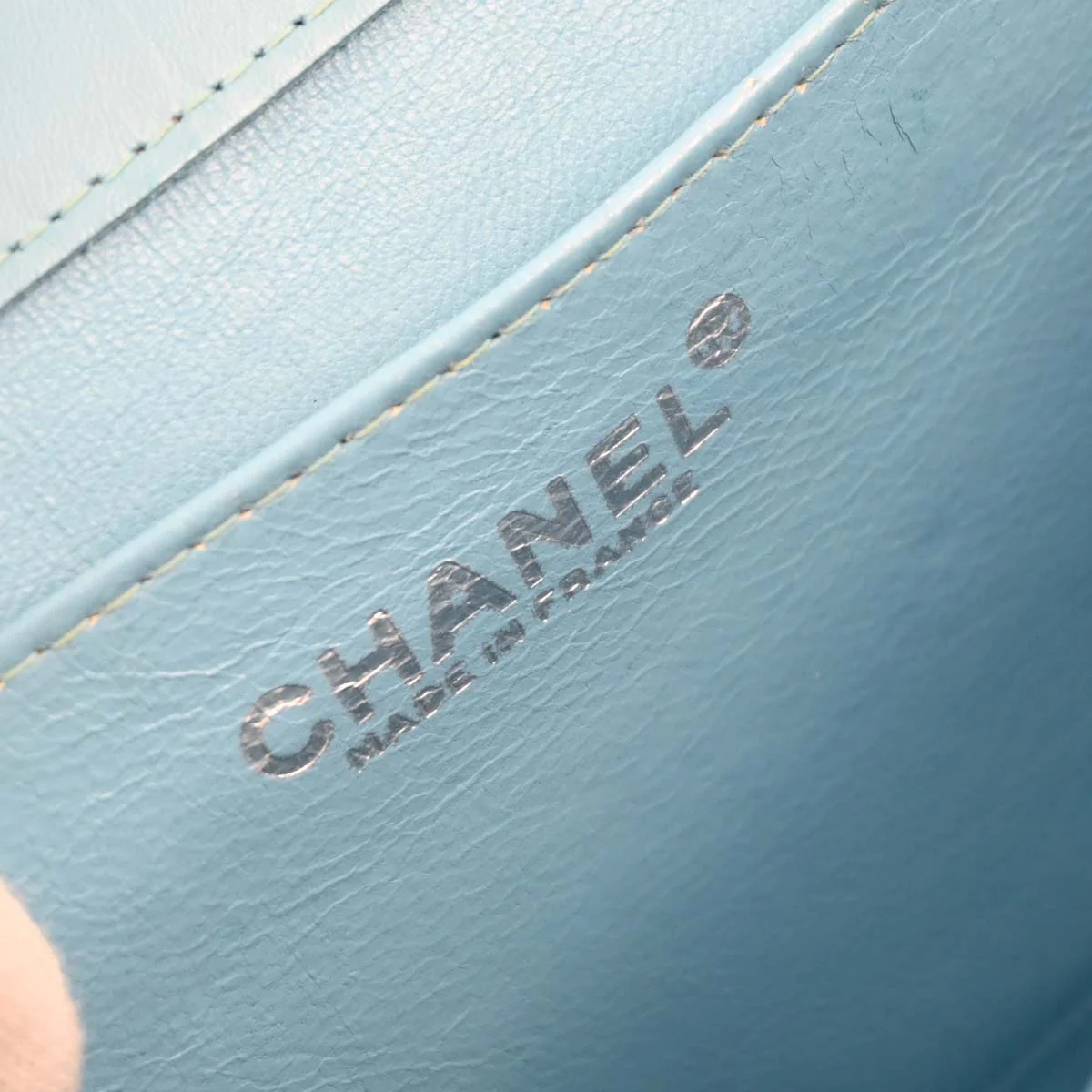 Chanel 2001-2003 Light Blue Calfskin Wild Stitch Choco Bar Shoulder Bag - Image 9