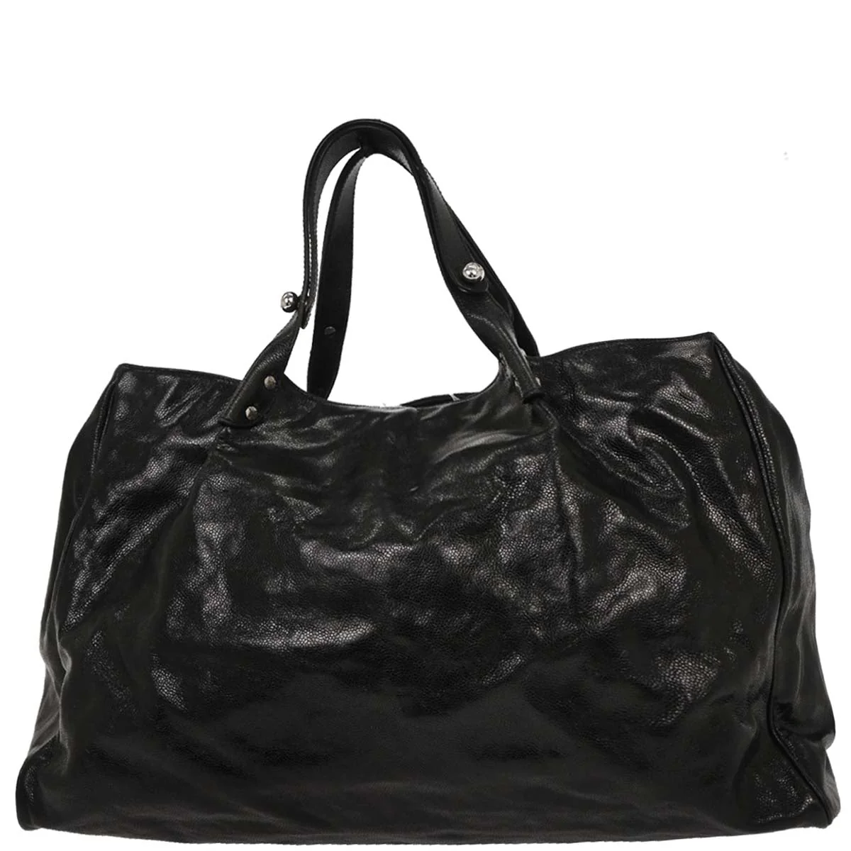 Chanel 2008-2009 Black Caviar Mademoiselle Lock Tote Handbag - Image 2