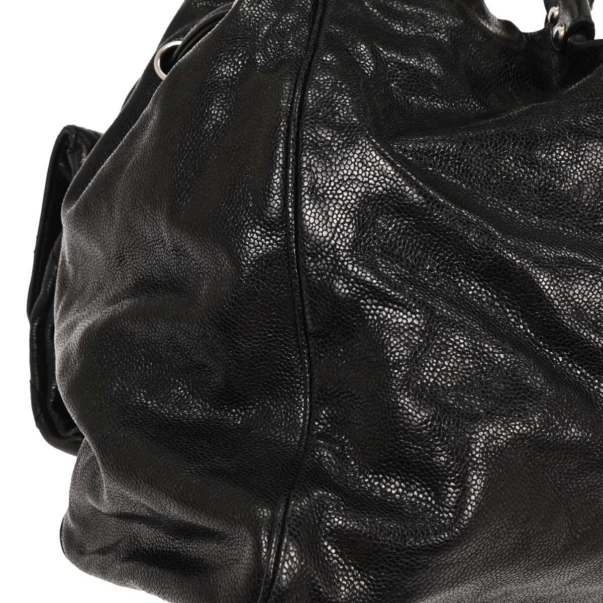 Chanel 2008-2009 Black Caviar Mademoiselle Lock Tote Handbag - Image 3