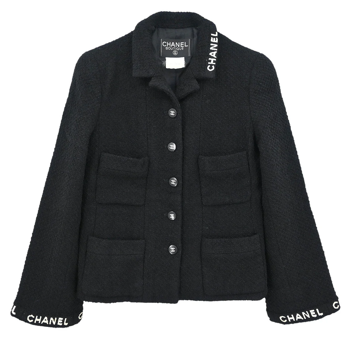 Chanel 1995 Single Breasted Jacket Black #38